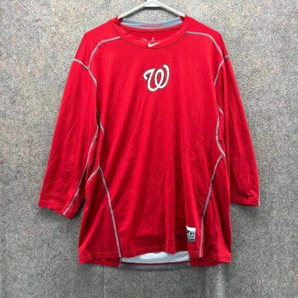Washington Nationals Shirt Men XL Red Nike Hyper Cool Long Sleeve Dri-Fit MLB - Picture 1 of 12